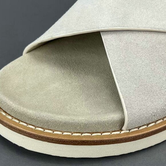 Brunello Cucinelli White Suede Crossover Sandals - Picture 2 of 13